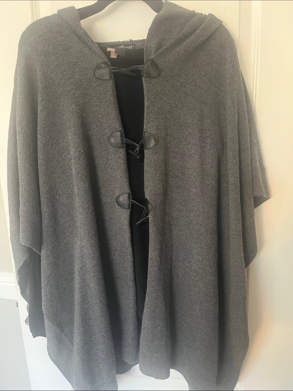 Willi Smith Hooded Toggle Wrap Cape - Charcoal Gray